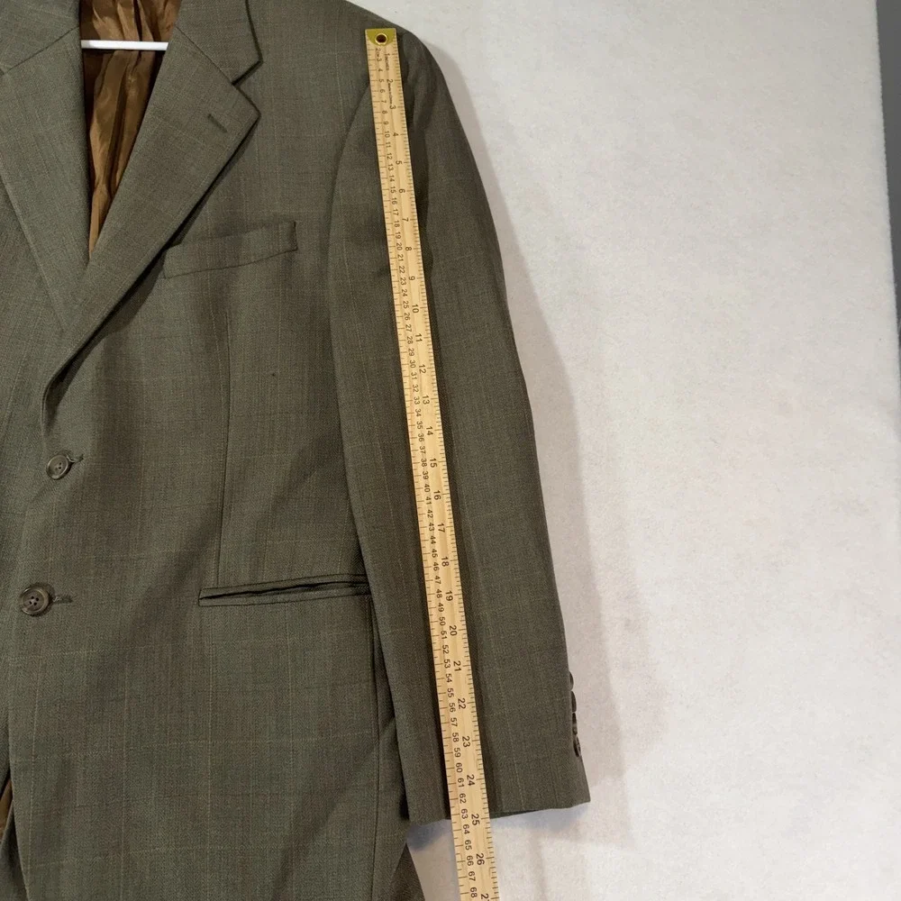 VTG Chaps Ralph Lauren Mens 42R Brown Plaid Two Button Blazer Wool Sport Coat